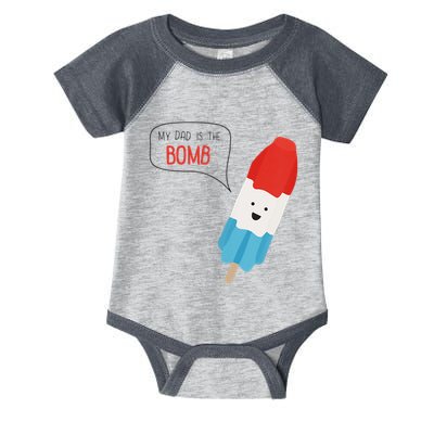 My Dad Is The Bomb Pop Funny Icecream Popsicle Summer Infant Baby Jersey Bodysuit