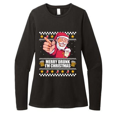 Merry Drunk Im Christmas Funny Santa Ugly Xmas Sweater Meme Gift Womens CVC Long Sleeve Shirt