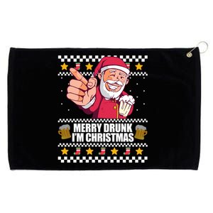 Merry Drunk Im Christmas Funny Santa Ugly Xmas Sweater Meme Gift Grommeted Golf Towel