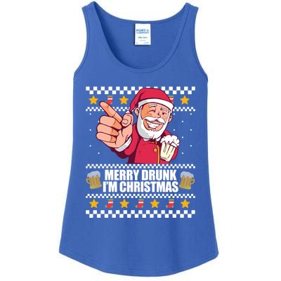 Merry Drunk Im Christmas Funny Santa Ugly Xmas Sweater Meme Gift Ladies Essential Tank