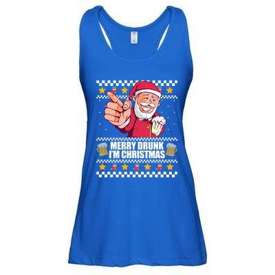 Merry Drunk Im Christmas Funny Santa Ugly Xmas Sweater Meme Gift Ladies Essential Flowy Tank