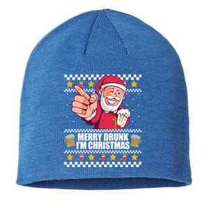 Merry Drunk Im Christmas Funny Santa Ugly Xmas Sweater Meme Gift Sustainable Beanie