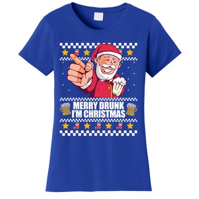 Merry Drunk Im Christmas Funny Santa Ugly Xmas Sweater Meme Gift Women's T-Shirt