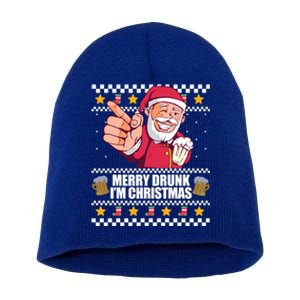 Merry Drunk Im Christmas Funny Santa Ugly Xmas Sweater Meme Gift Short Acrylic Beanie