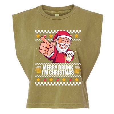 Merry Drunk Im Christmas Funny Santa Ugly Xmas Sweater Meme Gift Garment-Dyed Women's Muscle Tee