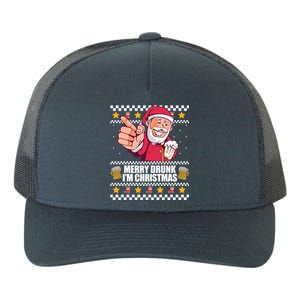 Merry Drunk Im Christmas Funny Santa Ugly Xmas Sweater Meme Gift Yupoong Adult 5-Panel Trucker Hat