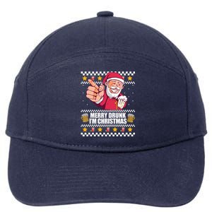 Merry Drunk Im Christmas Funny Santa Ugly Xmas Sweater Meme Gift 7-Panel Snapback Hat