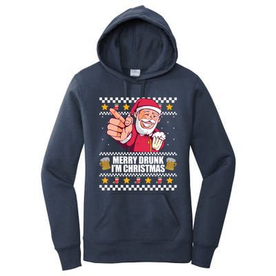 Merry Drunk Im Christmas Funny Santa Ugly Xmas Sweater Meme Gift Women's Pullover Hoodie