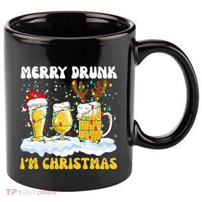 Merry Drunk IM Christmas Cool Gift 11oz C Handle Ceramic Mug