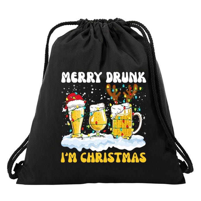 Merry Drunk IM Christmas Cool Gift Drawstring Bag