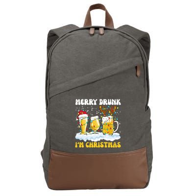 Merry Drunk IM Christmas Cool Gift Cotton Canvas Backpack