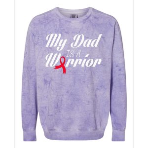 My Dad Is A Warrior Red Ribbon Stroke Awareness Colorblast Crewneck Sweatshirt