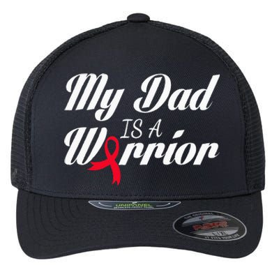 My Dad Is A Warrior Red Ribbon Stroke Awareness Flexfit Unipanel Trucker Cap