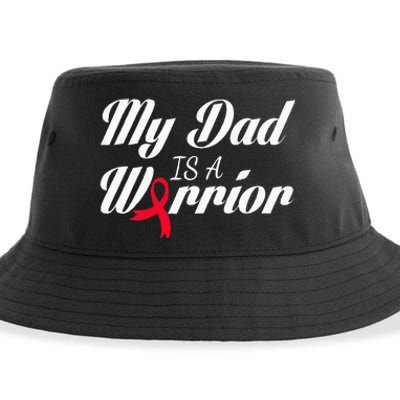 My Dad Is A Warrior Red Ribbon Stroke Awareness Sustainable Bucket Hat