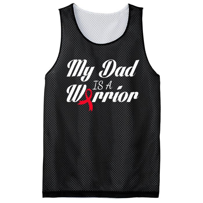 My Dad Is A Warrior Red Ribbon Stroke Awareness Mesh Reversible Basketball Jersey Tank