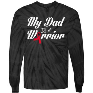 My Dad Is A Warrior Red Ribbon Stroke Awareness Tie-Dye Long Sleeve Shirt