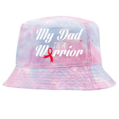 My Dad Is A Warrior Red Ribbon Stroke Awareness Tie-Dyed Bucket Hat