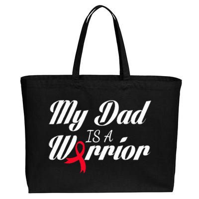 My Dad Is A Warrior Red Ribbon Stroke Awareness Cotton Canvas Jumbo Tote