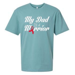 My Dad Is A Warrior Red Ribbon Stroke Awareness Sueded Cloud Jersey T-Shirt