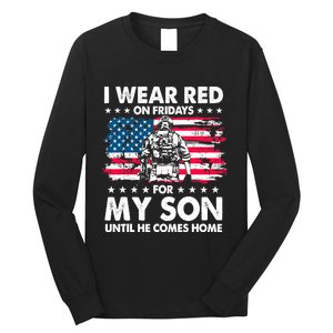 Mom Dad I Wear Red On Fridays For My Son American Flag Long Sleeve Shirt