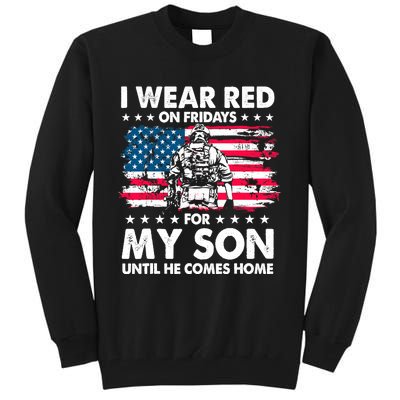 Mom Dad I Wear Red On Fridays For My Son American Flag Tall Sweatshirt