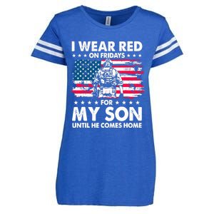 Mom Dad I Wear Red On Fridays For My Son American Flag Enza Ladies Jersey Football T-Shirt