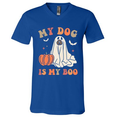 My Dog Is My Boo Halloween Dog Ghost Costume Trick Or Treat Great Gift V-Neck T-Shirt