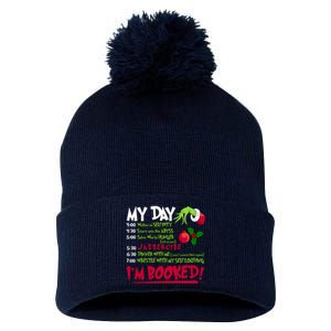 My Day Im Booked Funny Christmas Holiday Pom Pom 12in Knit Beanie