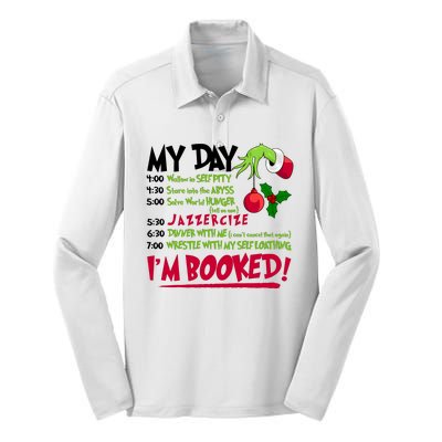 My Day Im Booked Funny Christmas Holiday Silk Touch Performance Long Sleeve Polo