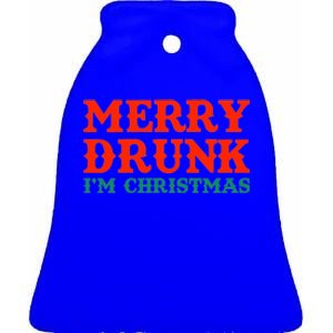 Merry Drunk I'm Christmas Wine Lover Funny Ing Great Gift Ceramic Bell Ornament