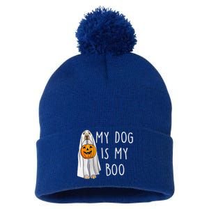 My Dog Is My Boo Halloween Funny Dog Owner Ghost Lover Gift Pom Pom 12in Knit Beanie