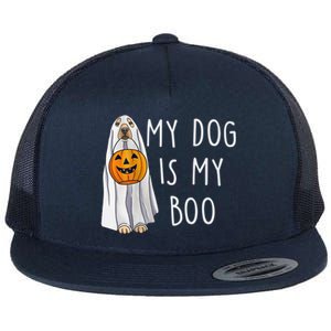 My Dog Is My Boo Halloween Funny Dog Owner Ghost Lover Gift Flat Bill Trucker Hat