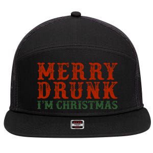 Merry Drunk IM Christmas 7 Panel Mesh Trucker Snapback Hat