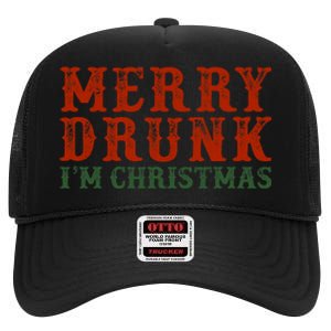 Merry Drunk IM Christmas High Crown Mesh Back Trucker Hat