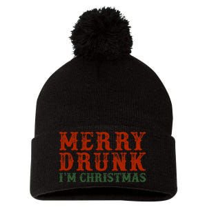 Merry Drunk IM Christmas Pom Pom 12in Knit Beanie