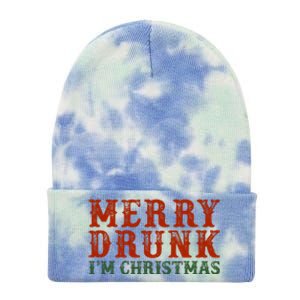 Merry Drunk IM Christmas Tie Dye 12in Knit Beanie