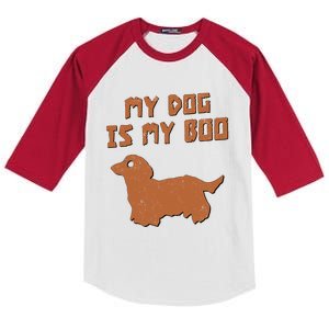 My Dog Is My Boo Dog Lover Halloween Gift Kids Colorblock Raglan Jersey