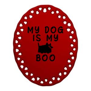 My Dog Is My Boo Funny Dog Ghost Costume Halloween Gift Ceramic Oval Ornament