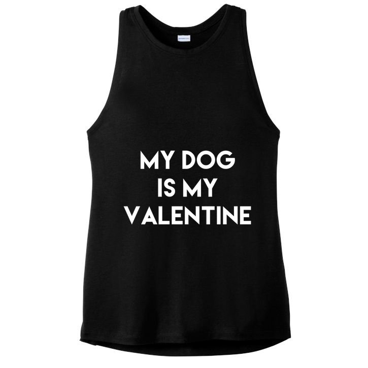 My Dog Is My Valentine Funny Cute Ladies PosiCharge Tri-Blend Wicking Tank