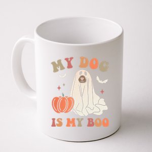 My Dog Is My Boo Spooky Season Ghost Halloween Groovy Retro Gift Coffee Mug