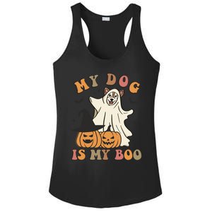 My Dog Is My Boo Spooky Season Ghost Halloween Groovy Retro Funny Gift Ladies PosiCharge Competitor Racerback Tank