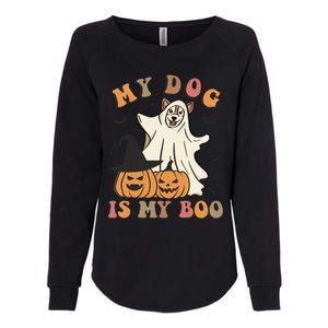 My Dog Is My Boo Spooky Season Ghost Halloween Groovy Retro Funny Gift Womens California Wash Sweatshirt