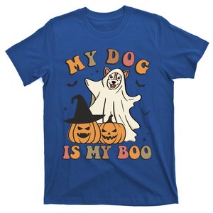 My Dog Is My Boo Spooky Season Ghost Halloween Groovy Retro Funny Gift T-Shirt