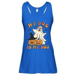 My Dog Is My Boo Spooky Season Ghost Halloween Groovy Retro Funny Gift Ladies Essential Flowy Tank