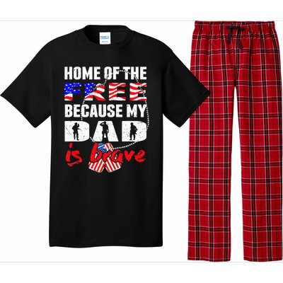 My Dad Is Brave Home Of The Free Proud Army Daughter Son Pajama Set