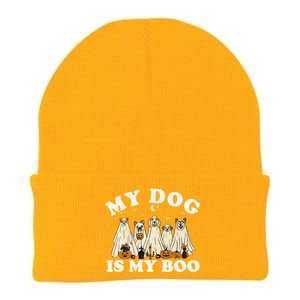 My Dog Is My Boo Halloween Funny Dog Owner Ghost Lover Gift Knit Cap Winter Beanie