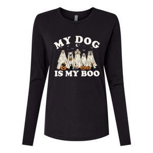 My Dog Is My Boo Halloween Funny Dog Owner Ghost Lover Gift Womens Cotton Relaxed Long Sleeve T-Shirt