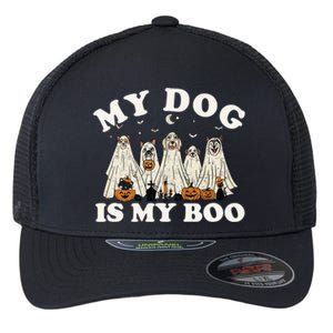 My Dog Is My Boo Halloween Funny Dog Owner Ghost Lover Gift Flexfit Unipanel Trucker Cap