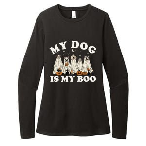 My Dog Is My Boo Halloween Funny Dog Owner Ghost Lover Gift Womens CVC Long Sleeve Shirt