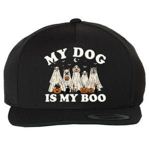 My Dog Is My Boo Halloween Funny Dog Owner Ghost Lover Gift Wool Snapback Cap